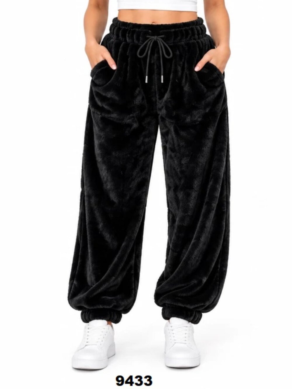 NWT No Boundaries Women's Black Soot Plush Cozy Faux Lounge Warm Fur Pants